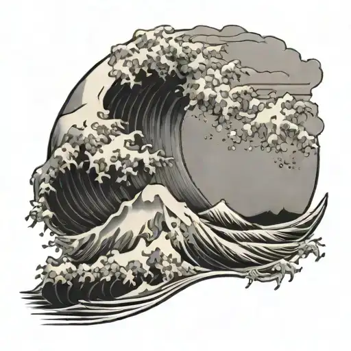 The Great Wave Off Kanagawa But With A Beach Theme