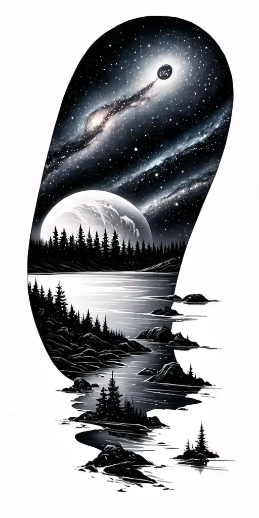 Galaxies Space Stars Forest River