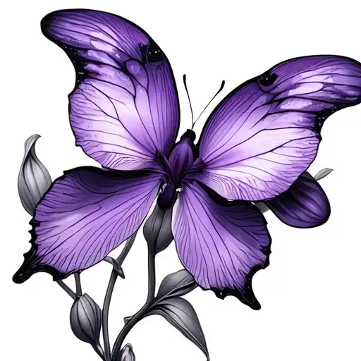 Orchid With Purple Butterfly