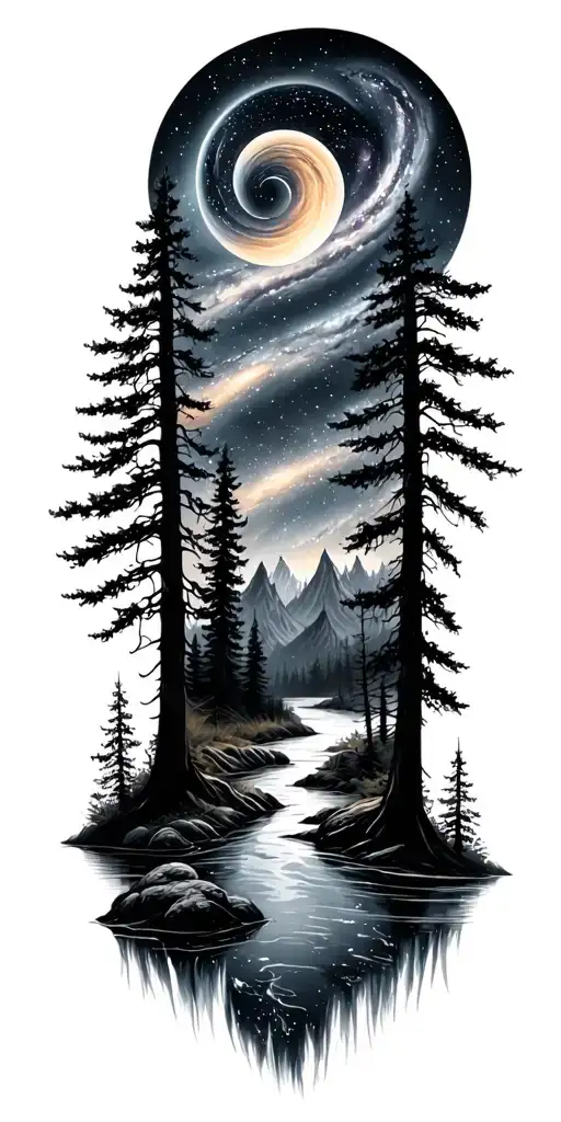 Galaxies Space Stars Forest River