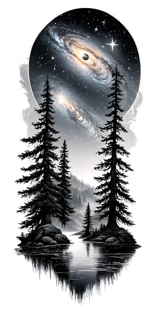 Galaxies Space Stars Forest River