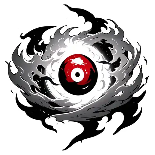 Mangekyo Sharingan With Akatsuki Cloud Patterns And Amaterasu Flames