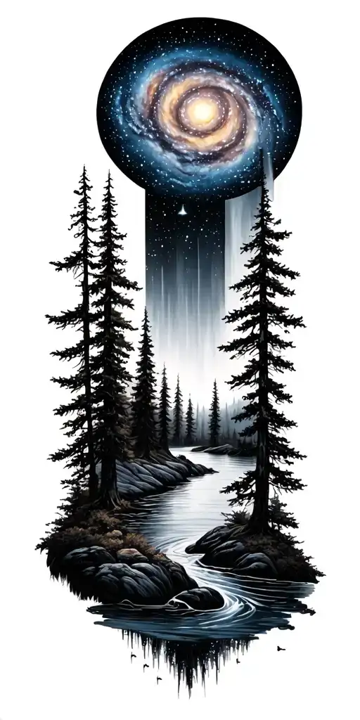 Galaxies Space Stars Forest River