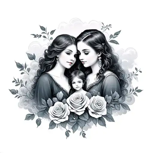 Family With Roses And Clouds