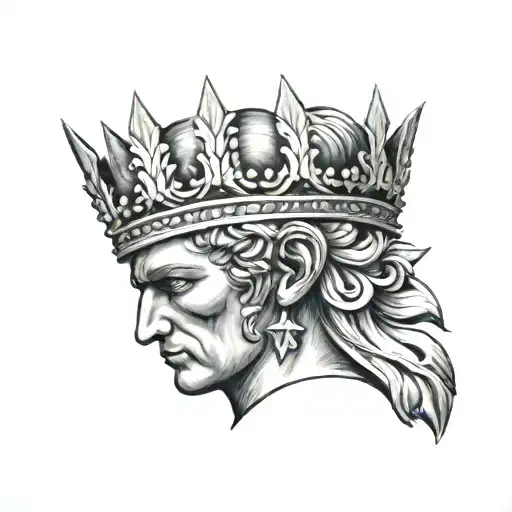 Forehead Tattoo Of Caesar Crown Surrounded