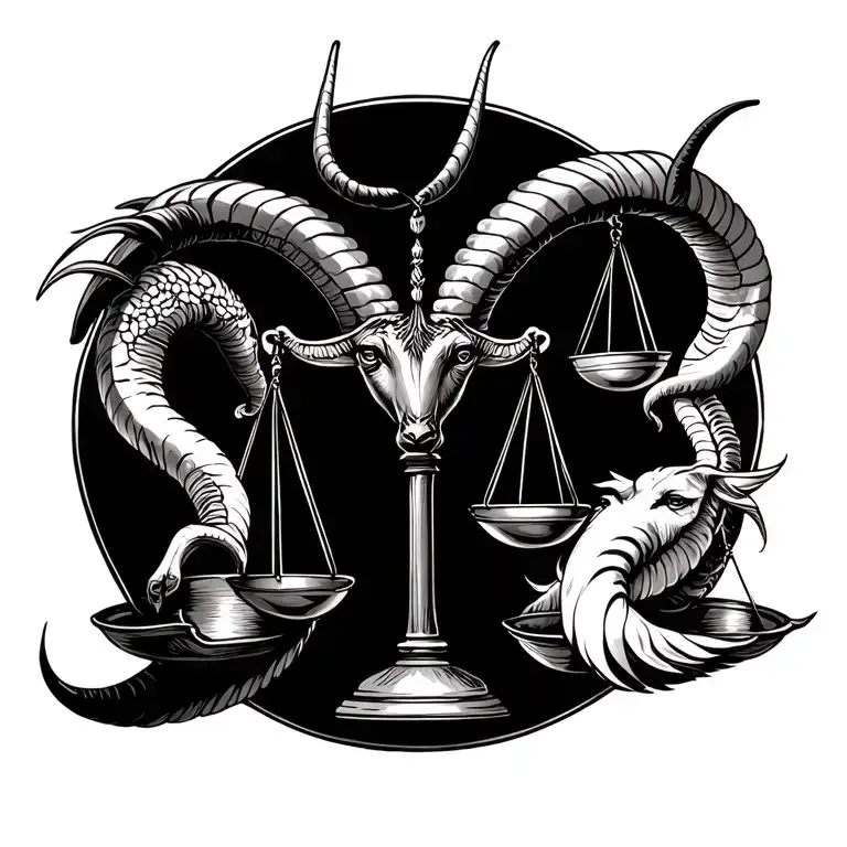 Capricorn And Libra Scale Showing Balance