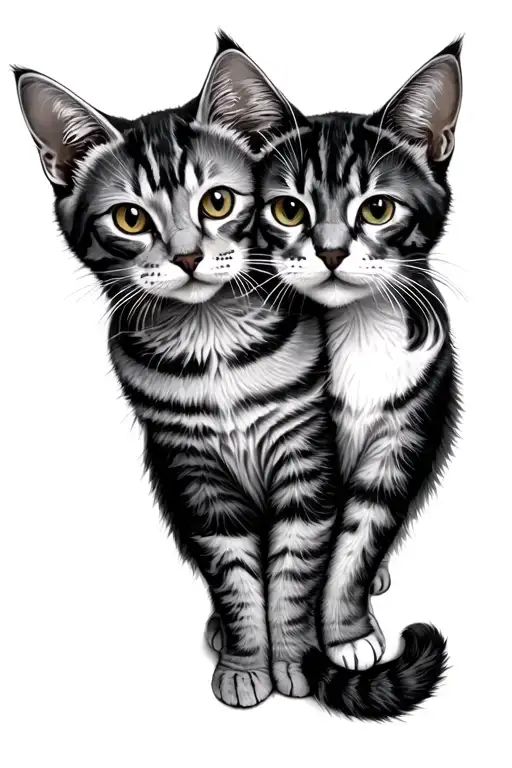Two Gray Cats Cuddling Together