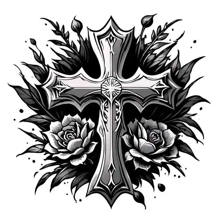 Cross Tattoo Design Featuring