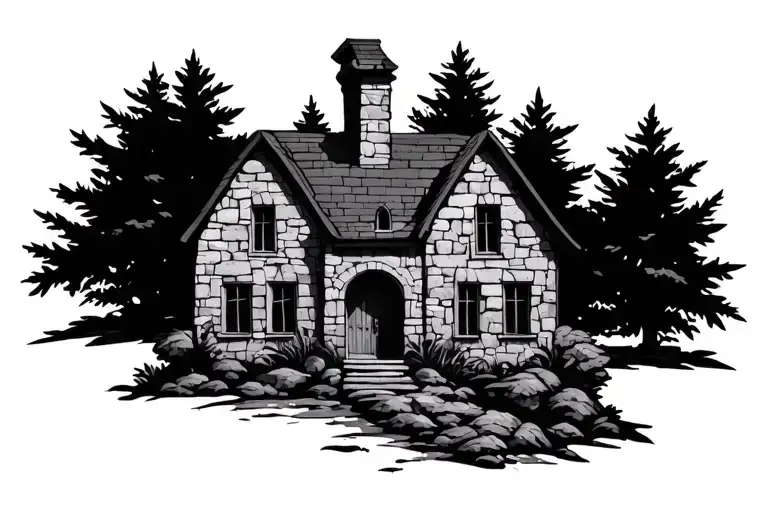 Simple Stone House Outline