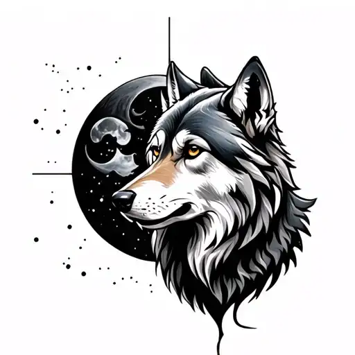 Wolf And Moon