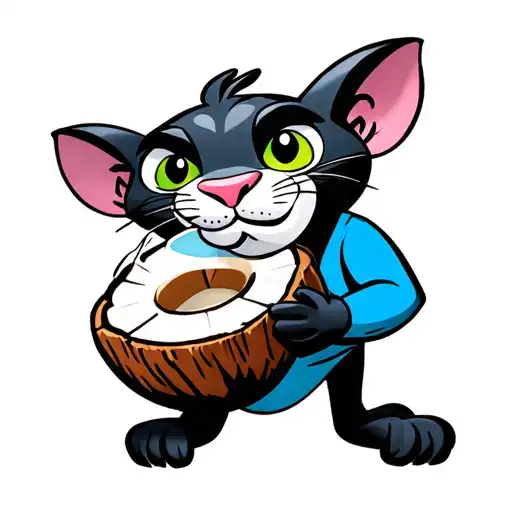 Pink Panther Blue Shirt Standing Sippin Coconut