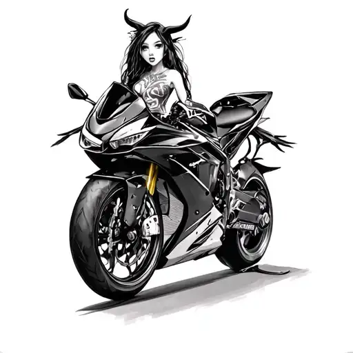 Yamaha R1 With Devil Girl