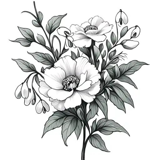 Vines With Carnations And Snowdrop Flower