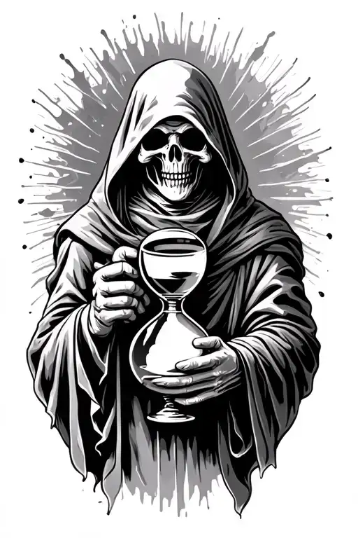 Grim Reaper Holding An Hour Glass