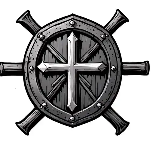 Shield With Cross In The Middle Nothing Surrounding It
