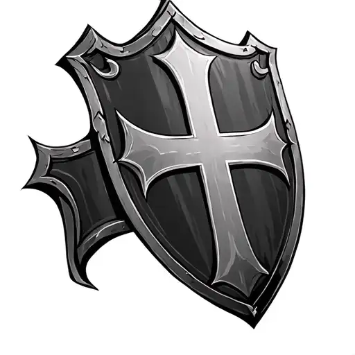 Shield With Cross In The Middle Nothing Surrounding It