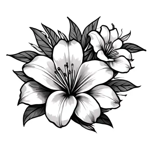 Hawaiian Lili Flowers Surrounded By Tribal