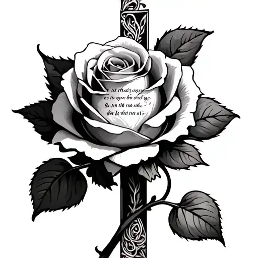 A Rose With A Cross With A Bible Verse In It