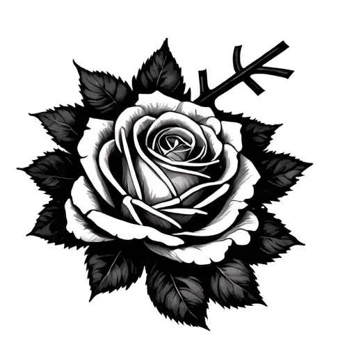 A Rose With A Cross With A Bible Verse In It Like A Fine Lines