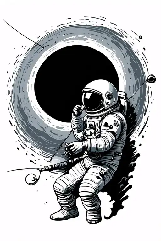 Astronaut Fishing In A Black Hole