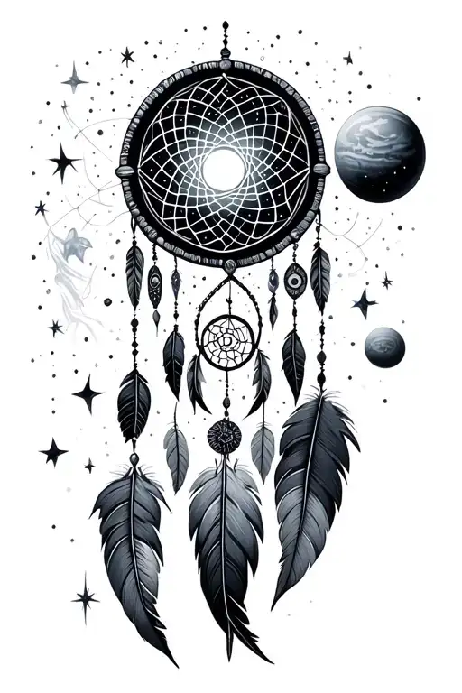 Dream Catcher And Planets Galaxy Space Stars Meteors