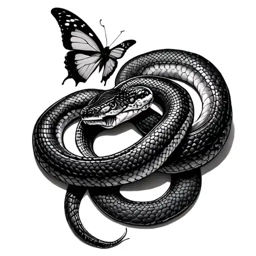 Snake And Butterfly Emerging