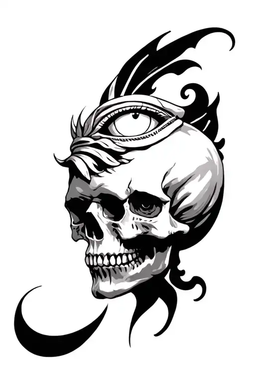 Skulls And Greek Gods Eyes Looking