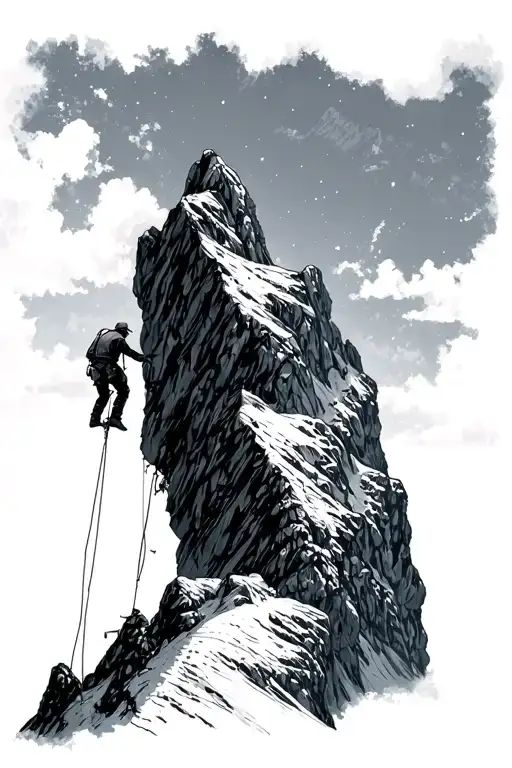 Mountain Scene Featuring Climbers Climbing Mountains