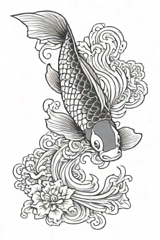 The Back Of Koi Fish Swimming Up