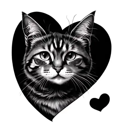 Cat Inside A Heart Minimalist
