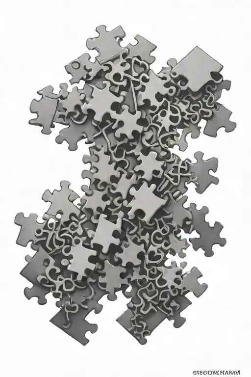 Puzzle Piece Full Leg Sleeve With Small And Large Pieces Realistic