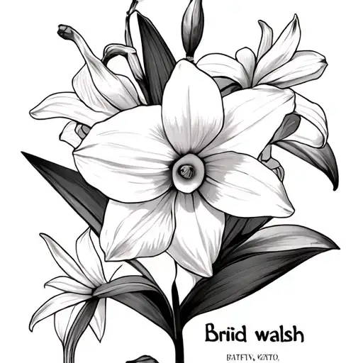 Daffodil And Lily With The Name Brid Walsh