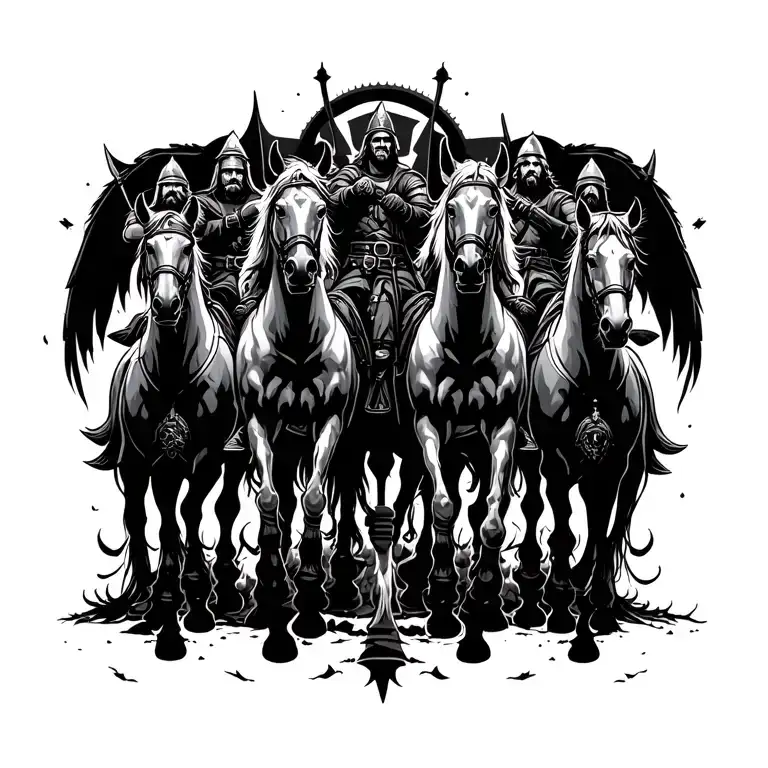 Four Horsemen Of The Bible With Riders