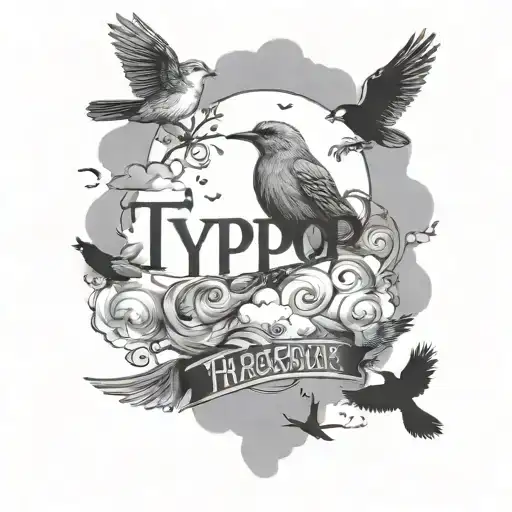 Typop Name With Clouds And Birds