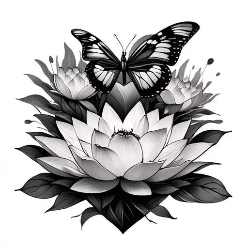 Lotus And Butterfly And Heart