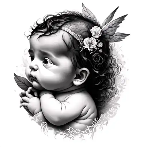 Baby Eros Tattoo Design Combining