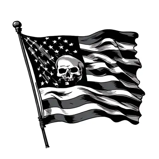 Rebel Flag Waving Black And White