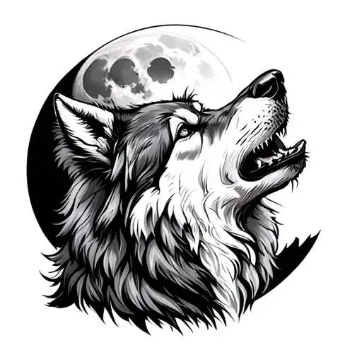 Wolf Howling With The Moon