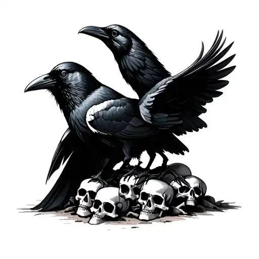 Crow On A Pile Of Skulls