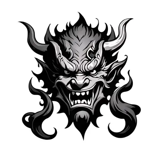 Oni Mask Whit Smoke Coming