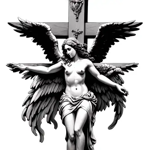 Female Angel Crucified