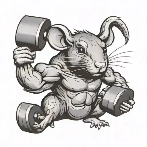 A Muscular Rat Holding A Dumbbell