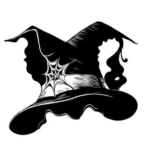 Witch Hat Very Vintage With Shadings And Spider Webs