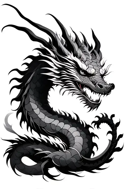 Neo Japanese Dragon Chest And Sleeve Tattoo Design