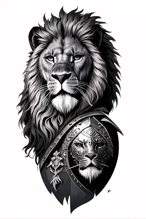 English Warrior Soldier With Lion