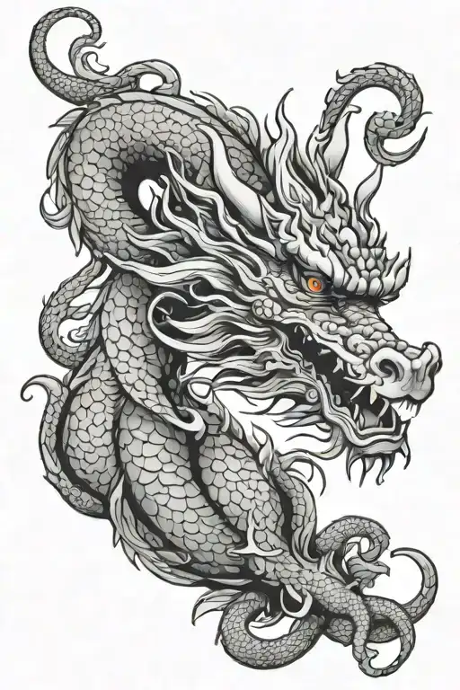 Oriental Dragon Curled