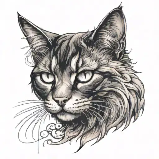 A Mystical Cat With Ethereal Black-grey Fur And Glowing Eyes