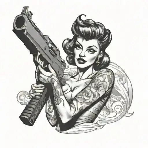 Pinup With Gun