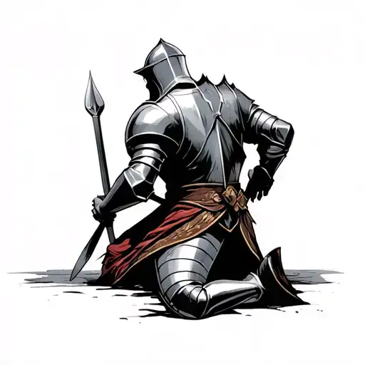 Knight Knocked Down On One Knee In Battle