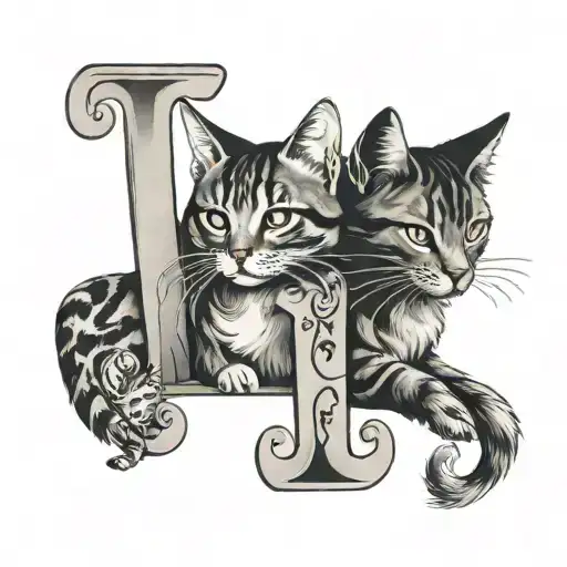 K And T Letter With Cats One